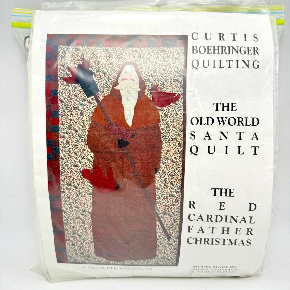 Curtis Boehringer Old World Santa Quilt Kit Fabric Red Cardinal Father Christmas